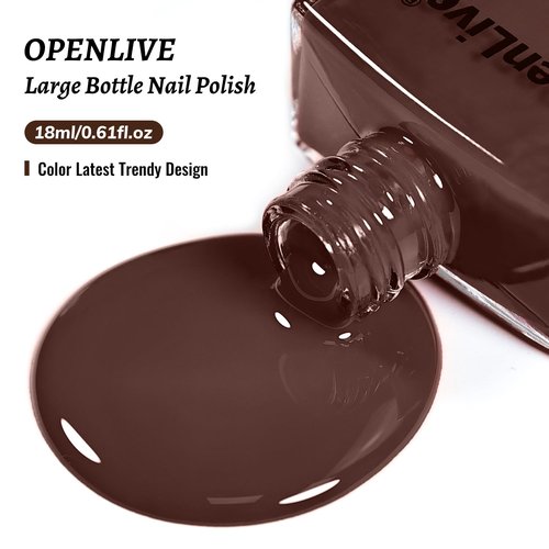 OpenLive 18ml Brown Nail Polish Large Volume Quick Drying Nail Polish, Fast Drying and Long Lasting Color Nail Art DIY Home Manicure Gift for Women