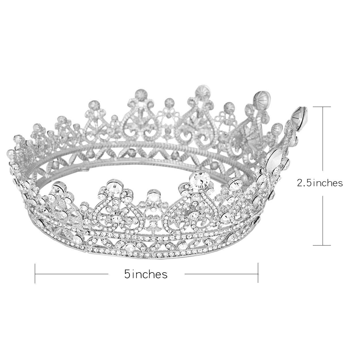 Vofler Crown Silver Tiara for Women Queen-Crystal Rhinestone Hair Jewelry Decor for Ladies Girls Bridal Bride Princess Quinceanera Birthday Wedding Pageant Prom Homecoming Halloween Costume Party