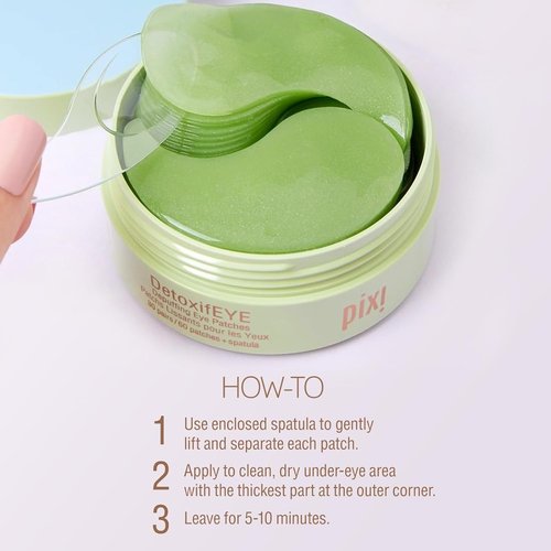 Pixi DetoxifEYE Hydrogel Under-Eye Patches - Cucumber & Caffeine for Puffiness Relief | 30 Pairs
