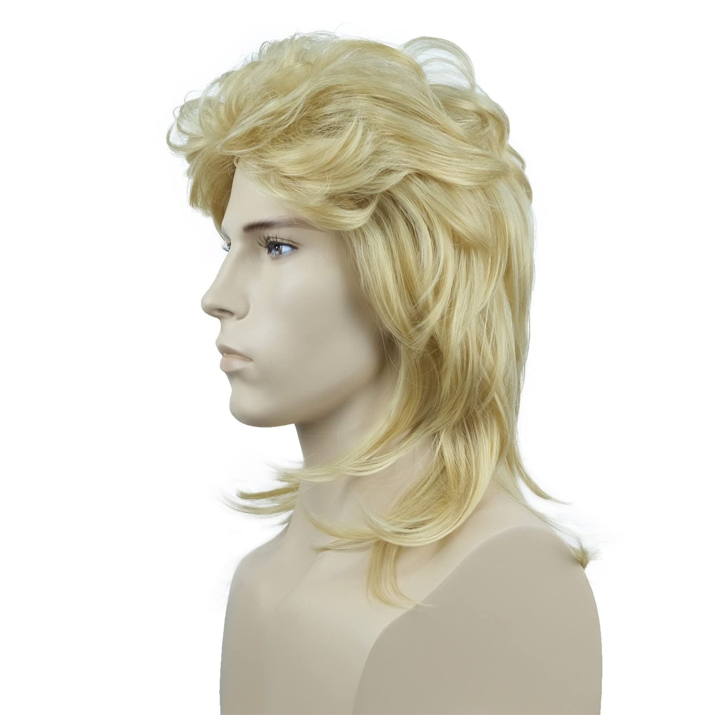 Aimole Mens Gold Wig Retro 70s 80s Costumes Fancy Party Disco Rocker Punk Halloween Cosplay Wigs