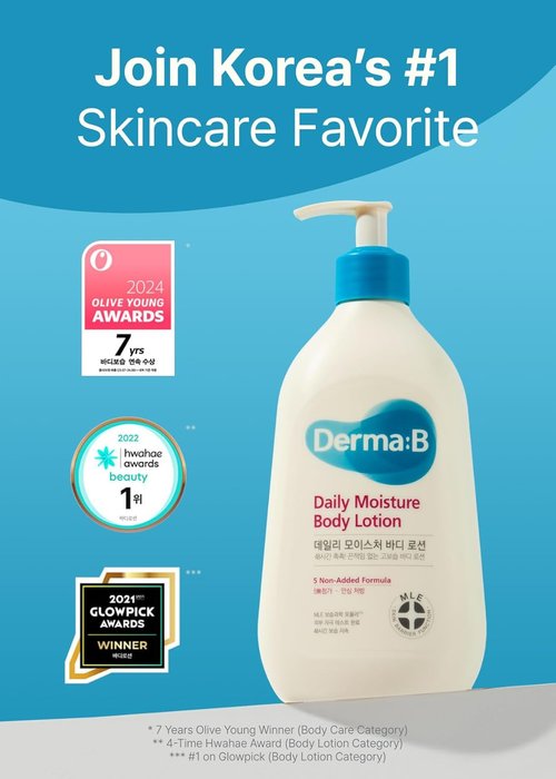 Derma B Daily Moisture Body Lotion - Long-Lasting Hydration for Dry, Sensitive Skin | 13.5 fl oz (400ml)