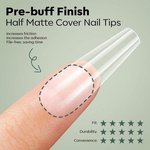 modelones X Nail Gel Kit, Fake Nails Long Coffin, 9-in-One Glue Prep Dehydrator & Portable Mini U V Light Acrylic Clipper, 500Pcs Coffin Tips for Extension Kit DIY Salon Home Gifts for Women