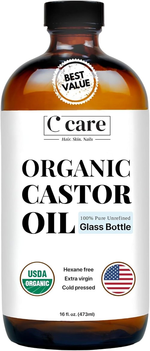 Castor Oil | 100% Pure Organic Cold Pressed | USDA Certified, Hexane Free | 16oz for Hair Growth & Skin Care