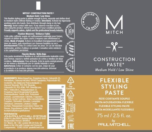 MITCH by Paul Mitchell Construction Paste - Medium Hold, Low Shine for All Hair Types | 2.5 fl. oz.
