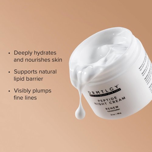 DRMTLGY Peptide Night Cream Face Moisturizer. Fragrance Free and Oil Free Hydrating Facial Moisturizer for All Skin Types