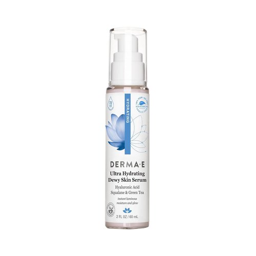 DERMA E Ultra Hydrating Dewy Skin Serum - Moisturizing Anti-Aging Facial Treatment with Squalane & Hyaluronic Acid, 2 FL Oz