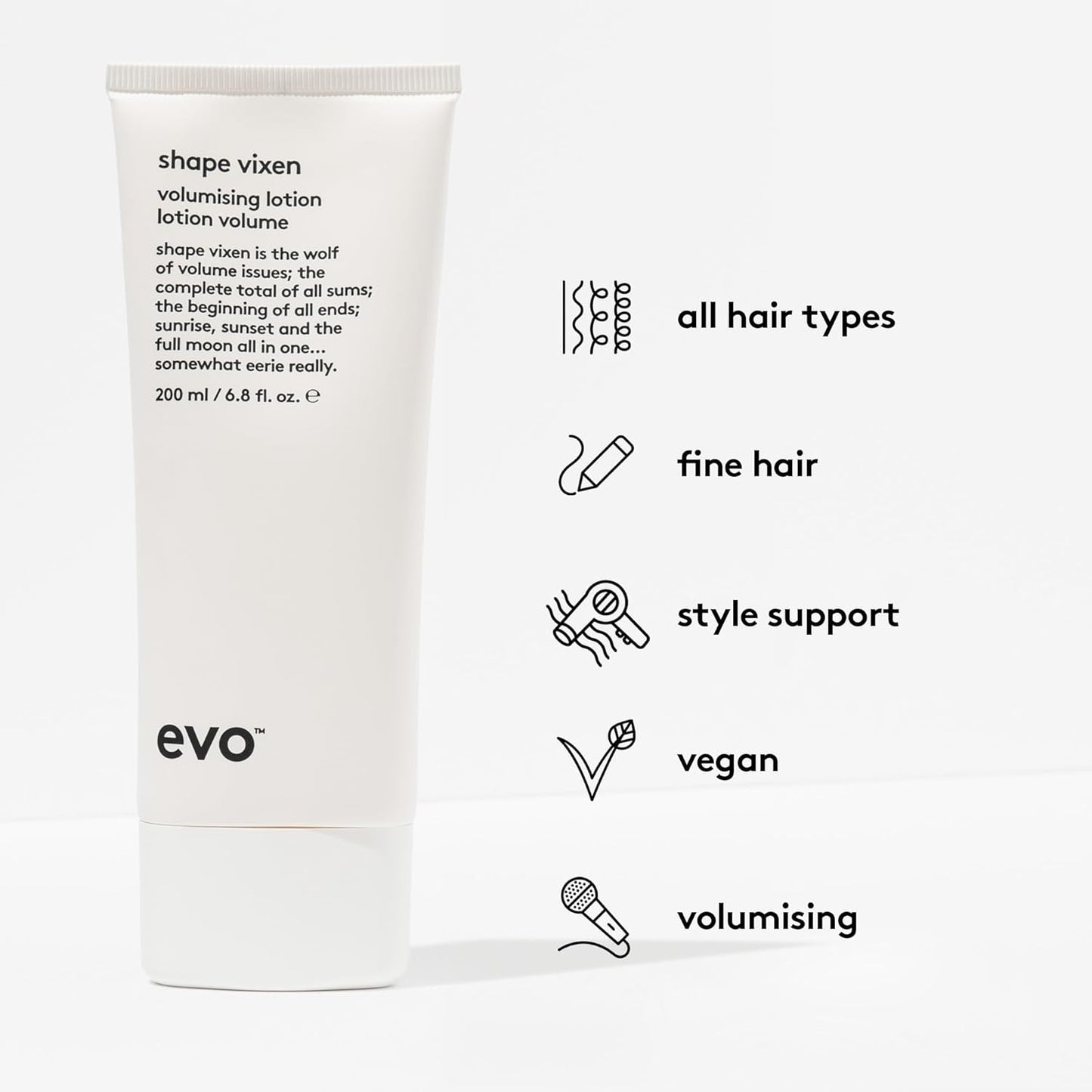 Evo Shape Vixen Volumizing Lotion - Professional Blow Dry Texture Mask for Fine Straight Hair
