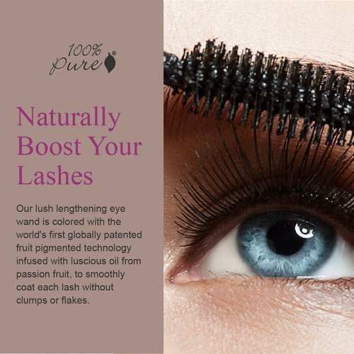 100% PURE Maracuja Oil Mascara - Dramatic Volume & Length, Vegan Formula, Black Tea - 0.35 oz