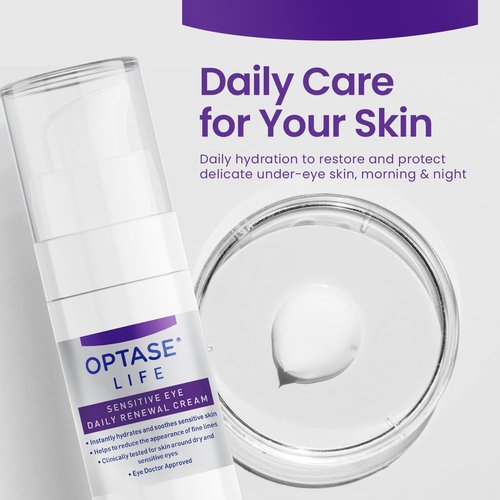 Optase LIFE Sensitive Eye Daily Renewal Cream - Hydrating Formula for Dry, Sensitive Eyes - 15 ML