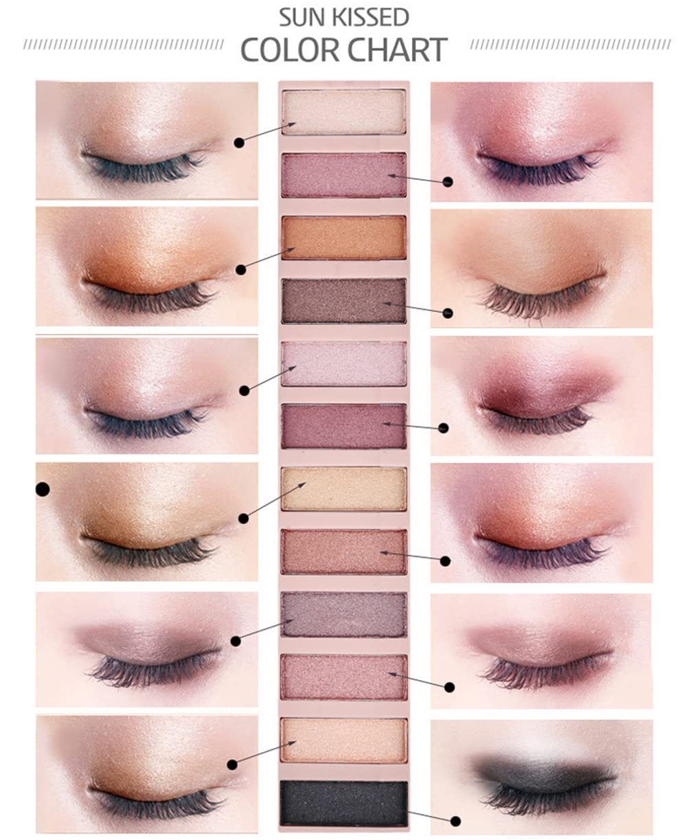 Skiennix 12-Color Nude Eyeshadow Palette - Waterproof Matte & Shimmer Pigments for Professional Makeup