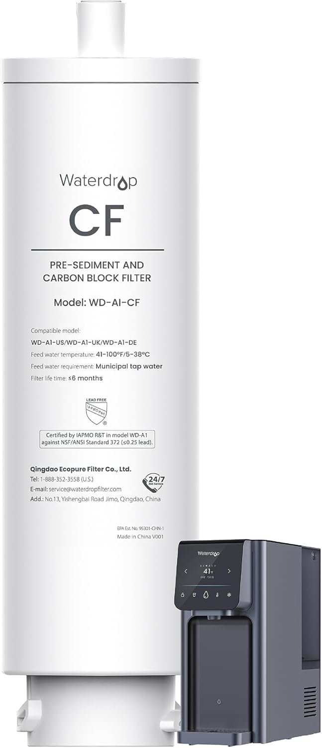 Waterdrop A1-CF Filter - Replacement for A1 Countertop Reverse Osmosis Dispenser | 6-Month Lifespan