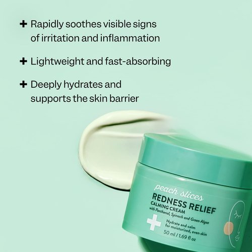 Peach Slices Redness Relief Calming Cream - Hydrate & Soothe Skin (1.69 oz) | Vegan & Cruelty-Free