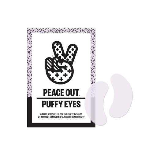 Peace Out Puffy Eyes Under Eye Patches - Biocellulose Mask with Caffeine & Niacinamide (6 Pairs)