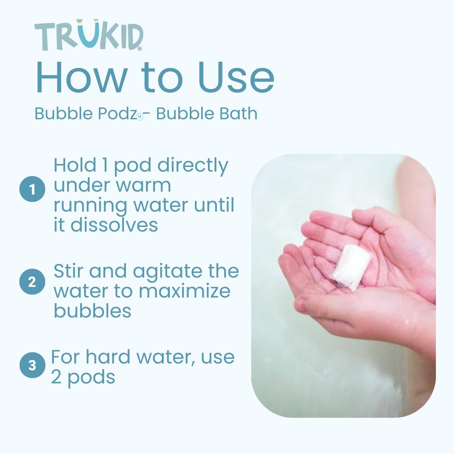 TruKid Bubble Podz - Tear-Free Bubble Bath for Kids & Toddlers | Gentle, Non-Toxic, Vanilla Scent (24 Podz)