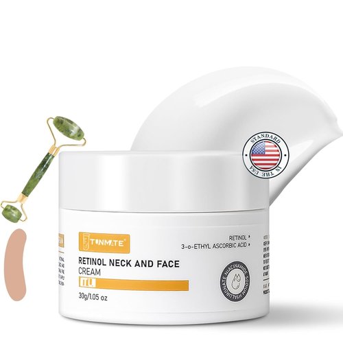 Regine Switzerland Neck Cream - Anti-Aging Retinol Moisturizer with Hyaluronic Acid & Ceramides | Day/Night Use, Includes Jade Roller & Neck Patches