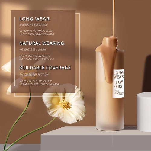Regine Switzerland Longwear Flawless Liquid Foundation - Full Coverage Matte, Brown Sugar, 1 fl. oz.