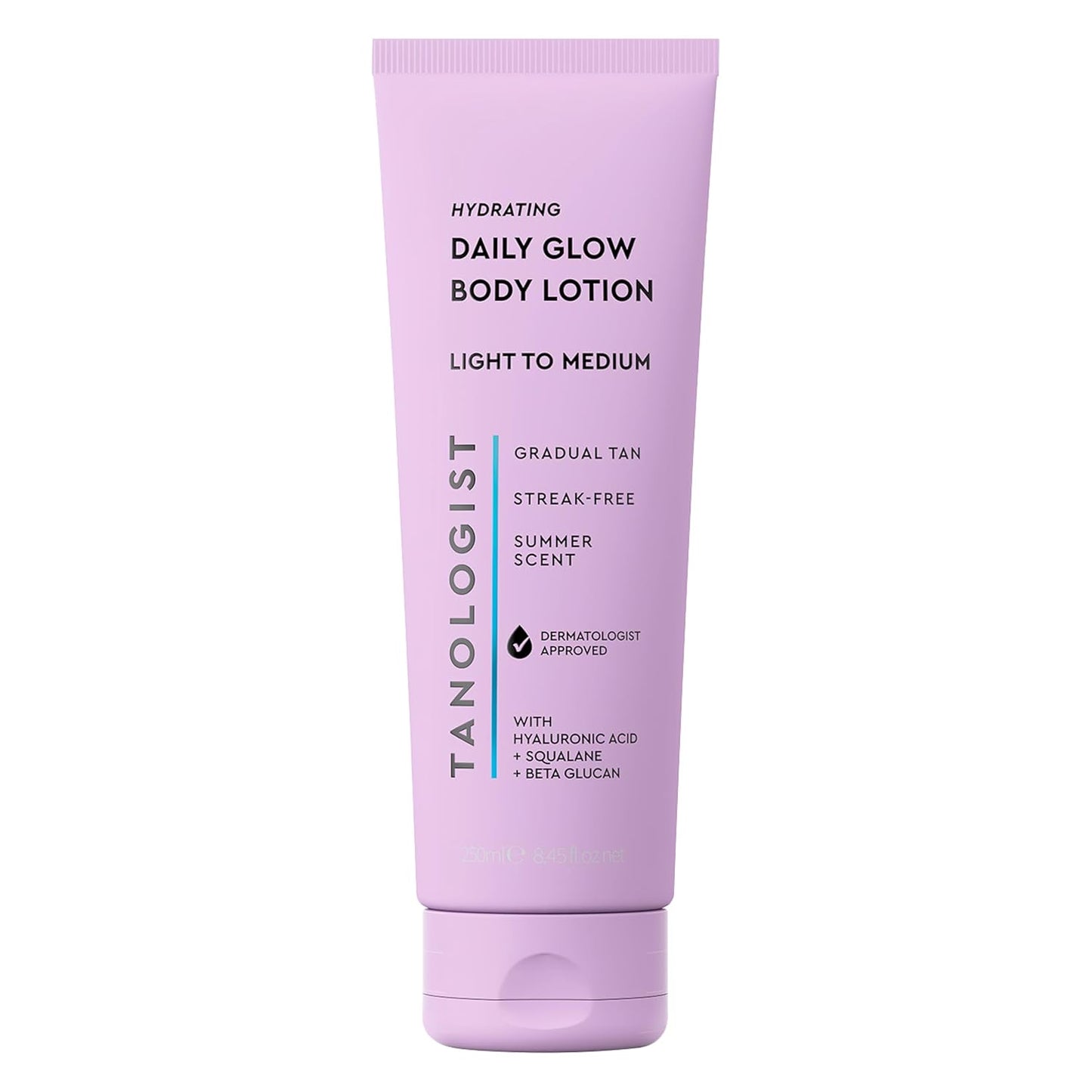 Tanologist Hydrating Daily Glow Body Lotion - Buildable, Transfer-Proof Self Tanner | Light/Medium, Vegan Formula, 8.45 fl oz