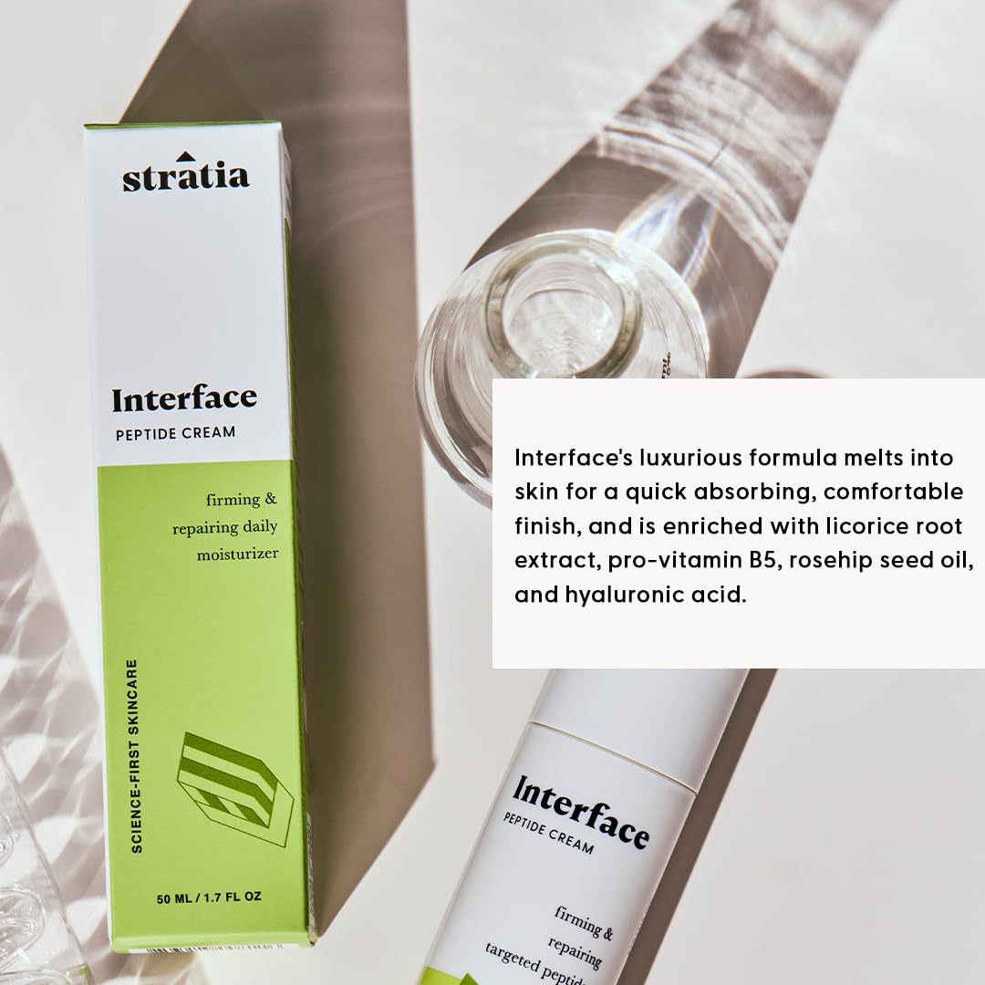 Stratia Interface Daily Moisturizer - Hydrating Peptide Formula for All Skin Types | 1.70 Fl Oz