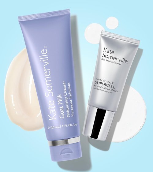 Kate Somerville Goat Milk Moisturizing Cleanser & SuperCell Peptide Serum Duo - 4oz & 1oz