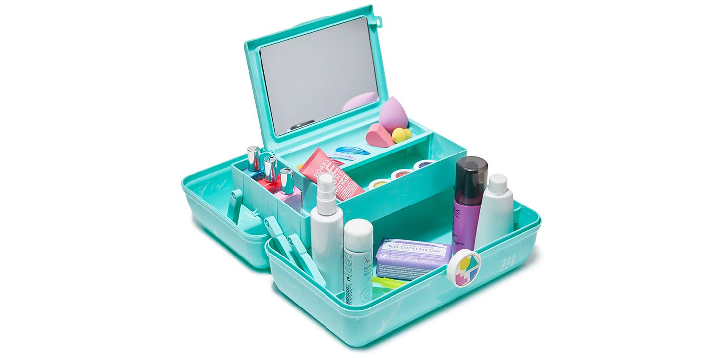 Caboodles Women's On-The-Go Girl, Seafoam Marble, 13.38x8.88x6.5 Inch (Pack of 1)