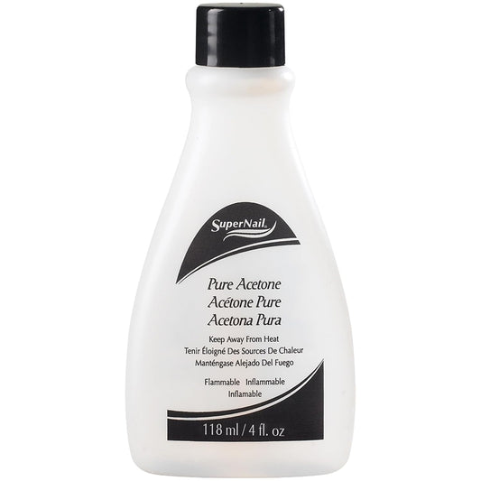 SuperNail Pure Acetone Nail Polish Remover - Fast-Acting Gel Polish Remover for Acrylic & Dip Powder, 4 fl oz