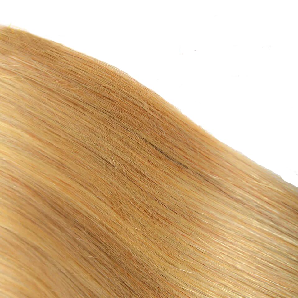 Color #27 Bundle Ombre Straight Human Hair Bundles Two Tone Black and Honey Blonde Bundles Human Hair 12 14 16 Inch Ombre Blonde Straight Bundle