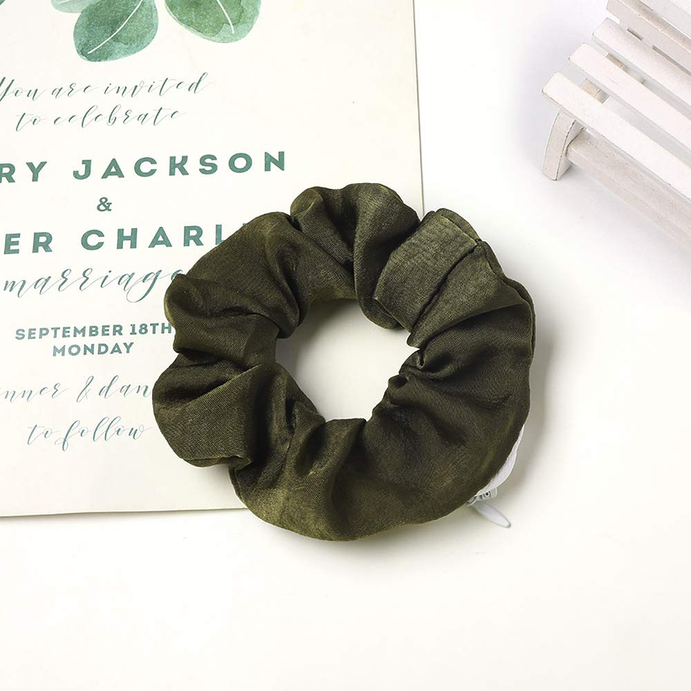 DINPREY Women Premium Velvet Scrunchie with zipper pouch, 7 Count Hair Ties, Soft Stash Hair Elastic Ties for Vsco Girl Stuff, Rainbow