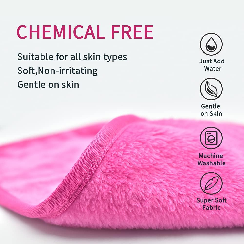 UWEME Makeup Remover Cloths - Reusable Microfiber Face Towels for Women | Fast Drying, 4 Count