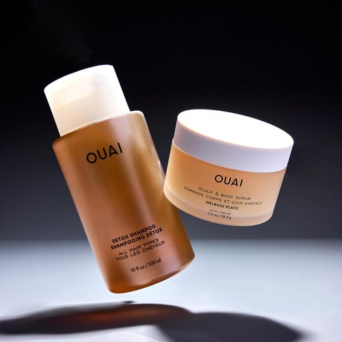 OUAI Hair Care Set - Clarifying Shampoo & Exfoliating Scalp Scrub - Deep Cleansing & Travel Size (2 Count)