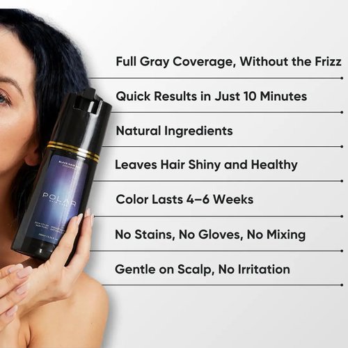 Polar Haircare - Dark Brown Hair Dye Shampoo for Women and Men - Shampoo Hair Dye for Gray Hair, Semi-Permanent Hair Color Kit, Dark Brown Hair Dye Shampoo, Quick Application Skin-Safe 6.76 Fl Oz