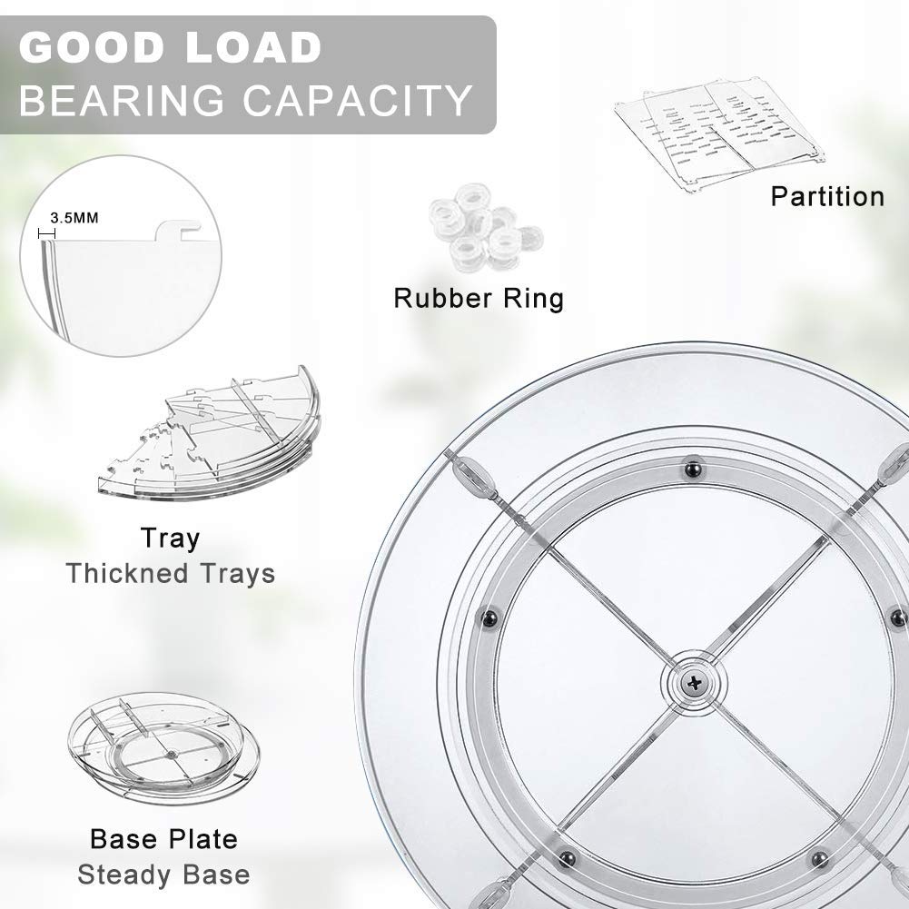 sanipoe Rotating Makeup Organizer, DIY 8 Adjustable Layers 360 Spinning Skincare Organizer, Lazy Susan Rack Cosmetic Carousel Storage Shelf with Brush Holder for Vanity Bathroom Countertop,Clear