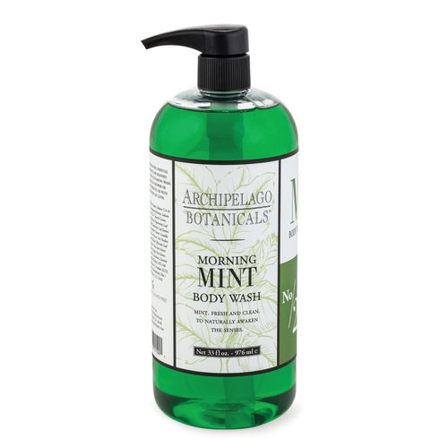 Archipelago Botanicals Morning Mint Body Wash - Moisturizing Shower Gel for Dry Skin | 33 oz, Paraben-Free