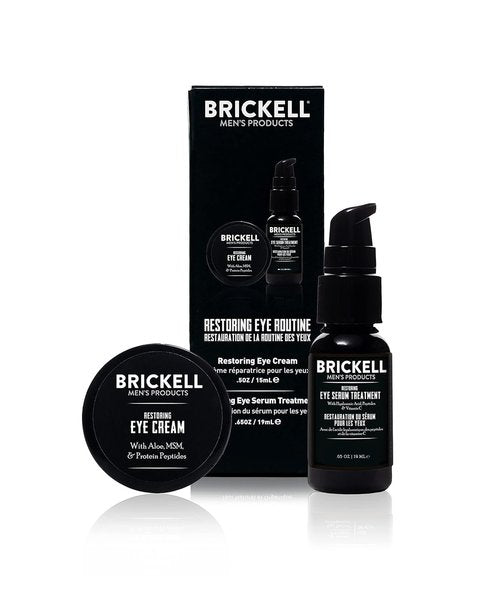 Brickell Men's Eye Cream & Serum Set - Natural, Organic, Unscented Skin Care for Men