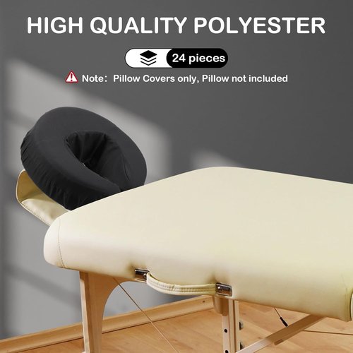 Macarrie 24 Pcs Face Cradle Covers - Soft Microfiber Massage Table Headrest Sheets | Oil-Proof, Black