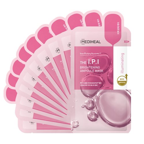 Mediheal IPI Ampoule Face Mask - Brightening Sheet Mask for Dull Skin | 10 Sheets with Niacinamide