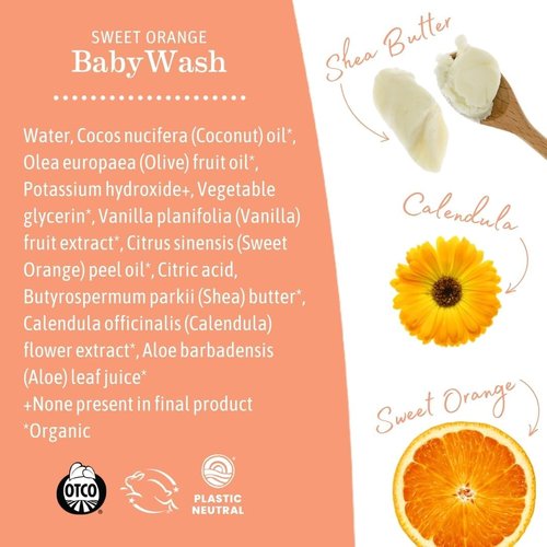 Earth Mama Sweet Orange Baby Liquid Wash - Organic Foaming Hand Soap for Sensitive Skin | 6.27 fl oz