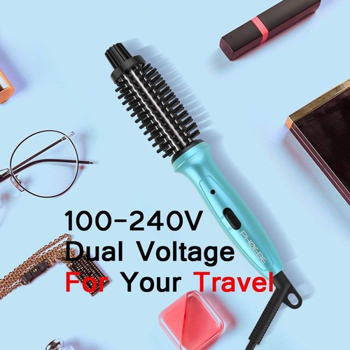Phoebe Mini Curling Iron - 3/4 Inch Dual Voltage Ceramic Tourmaline Curler Brush | Travel-Friendly Design