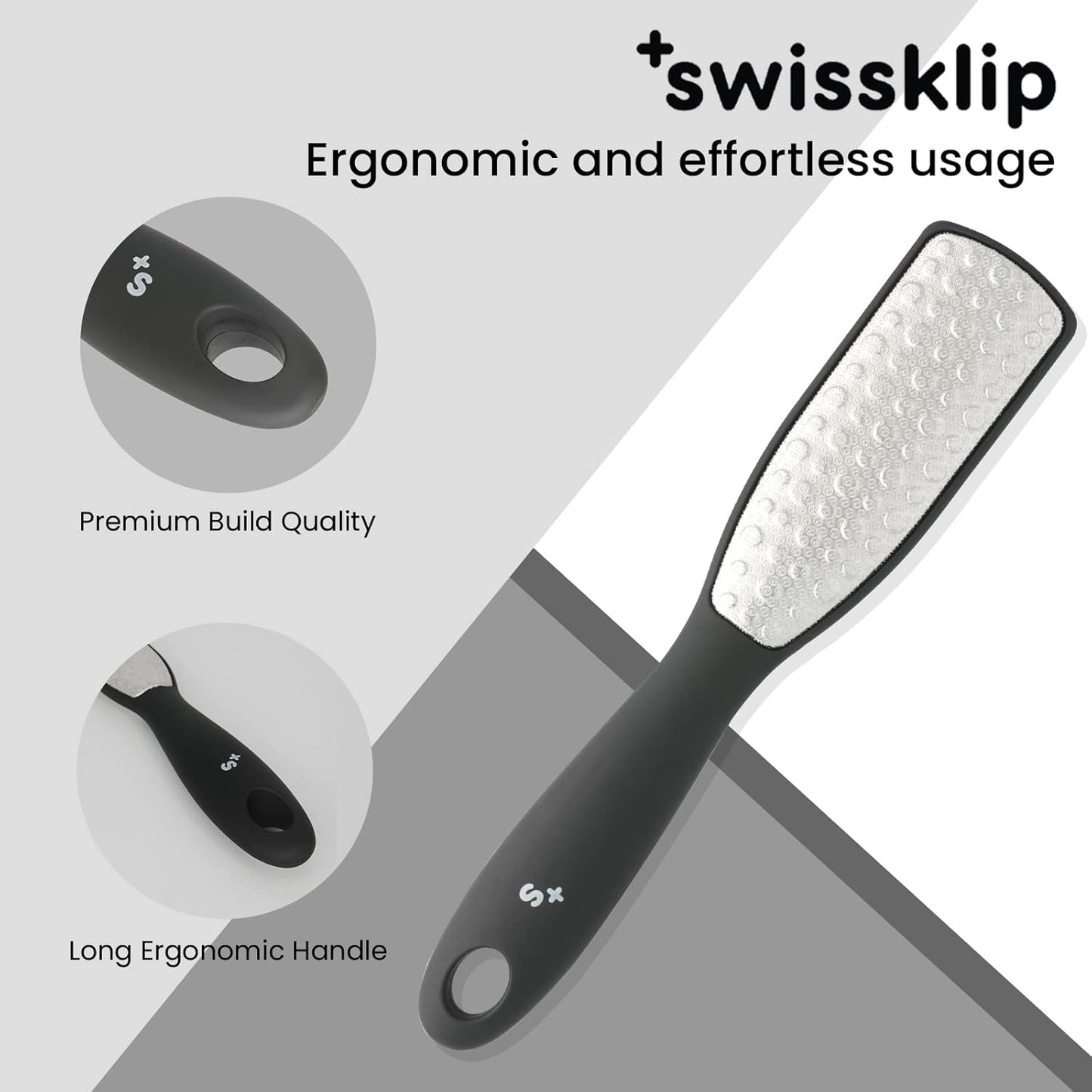 Swissker Foot File Callus Remover - Luxurious Heel Scraper for Cracked Heels | 1 Pack