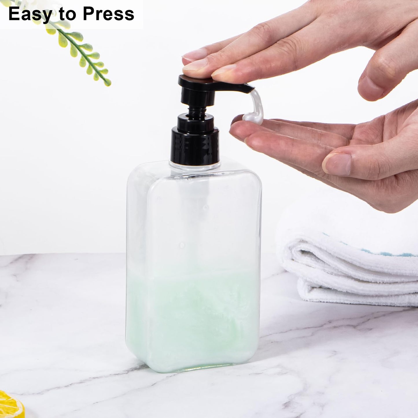 Yebeauty 2 Pack Pump Bottle Dispenser, 6.8oz 200ml Clear Refillable Shampoo and Conditioner Bottles Dispenser, Empty Plastic Shower Hand Soap Dispenser Lotion Container for Bathroom Kitchen