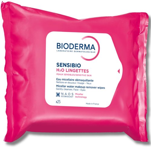 Bioderma - Sensibio H2O Cleansing Wipes - Gentle Makeup Remover for Sensitive Skin - 25 Count