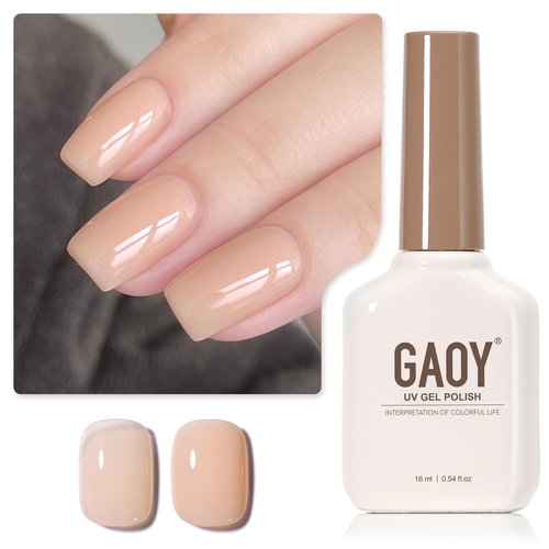 GAOY Nude Jelly Gel Nail Polish, 16ml Sheer Translucent Netural Soak Off Gel Polish, UV Light Cure for Nail Art DIY at Home, 2950 Bright Nude