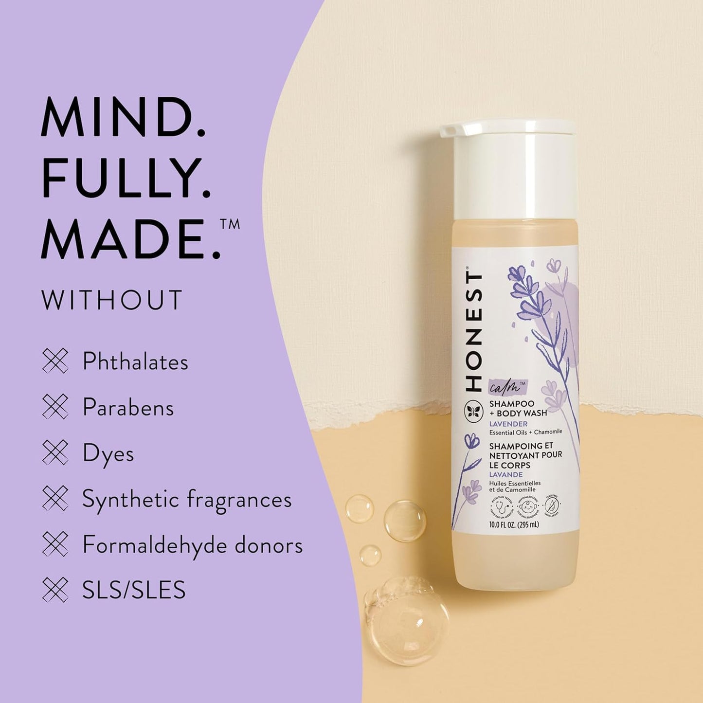 The Honest Company Baby Shampoo & Body Wash Duo - 2-in-1, Silicone-Free, Lavender Calm, 20 fl oz