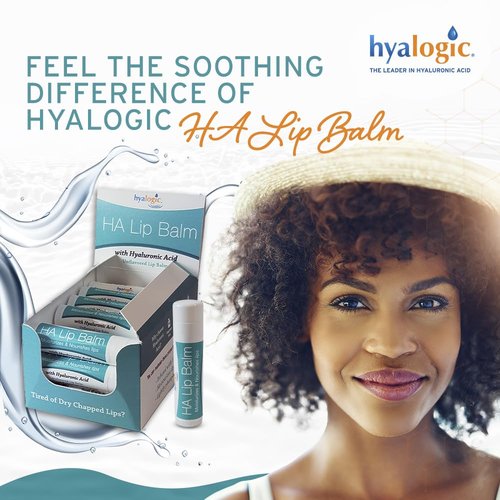 Hyalogic HA Lip Balm - Hyaluronic Acid & Organic, Natural Coconut Oil - Soothes Dry, Chapped Lips - Plumping, Moisturizing & Nourishing - Unflavored - Fragrance & Dye Free - 4.25g - 4 Sticks