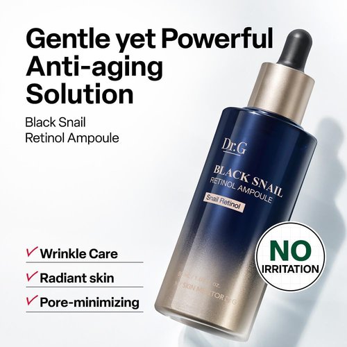 Dr. G Black Snail Retinol Ampoule - Advanced Korean Skincare with Snail Mucin - 1.69 fl oz for Glowing Skin