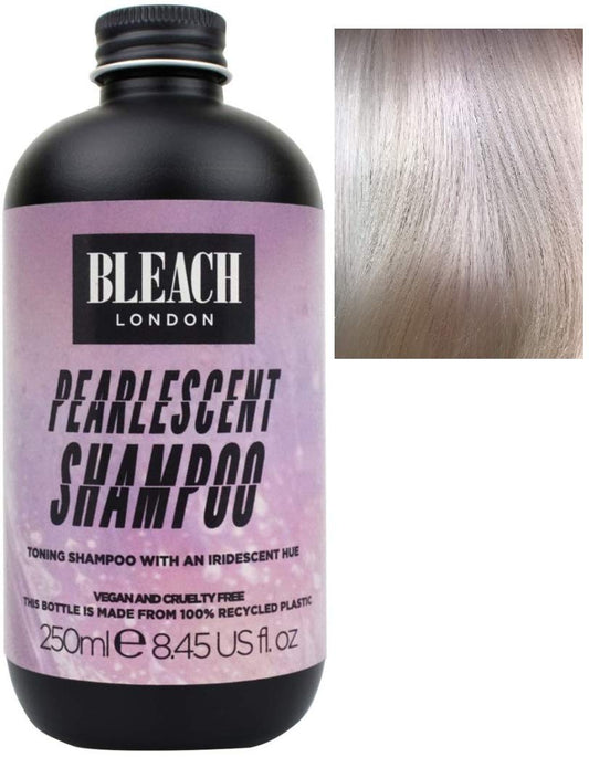 Bleach London Pearlescent Shampoo - Vegan & PETA-Approved, Iridescent Purple Toning Shampoo, for Blonde Hair, color Depositing, Fights Brassiness, achieve a bright Blonde - Paraben Free - (250 ml)