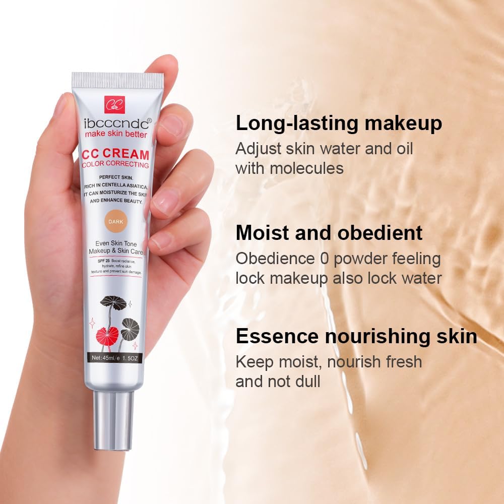 Skiennix Color Correcting CC Cream Foundation - Moisturizing & Waterproof with SPF 25 | Dark Shade