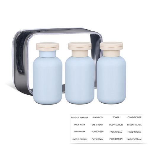 ASEVAT 3.4 oz Plastic Squeeze Bottle for Lotion, Plastic Empty Shampoo Conditioner Container, Plastic Travel Size Toiletries Bottles for Shampoo, Lotion, Cream and Liquids (3 Pcs)