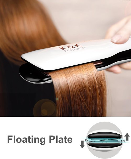 K&K Wide Hair Straightener Iron, Ceramic Tourmaline Coating 1.5 Inch Flat Iron for Long Hair, Professional Keratin Therapy Straighteners for Less Frizz, Shinier & Smoother Hair, Hair Styling Tools