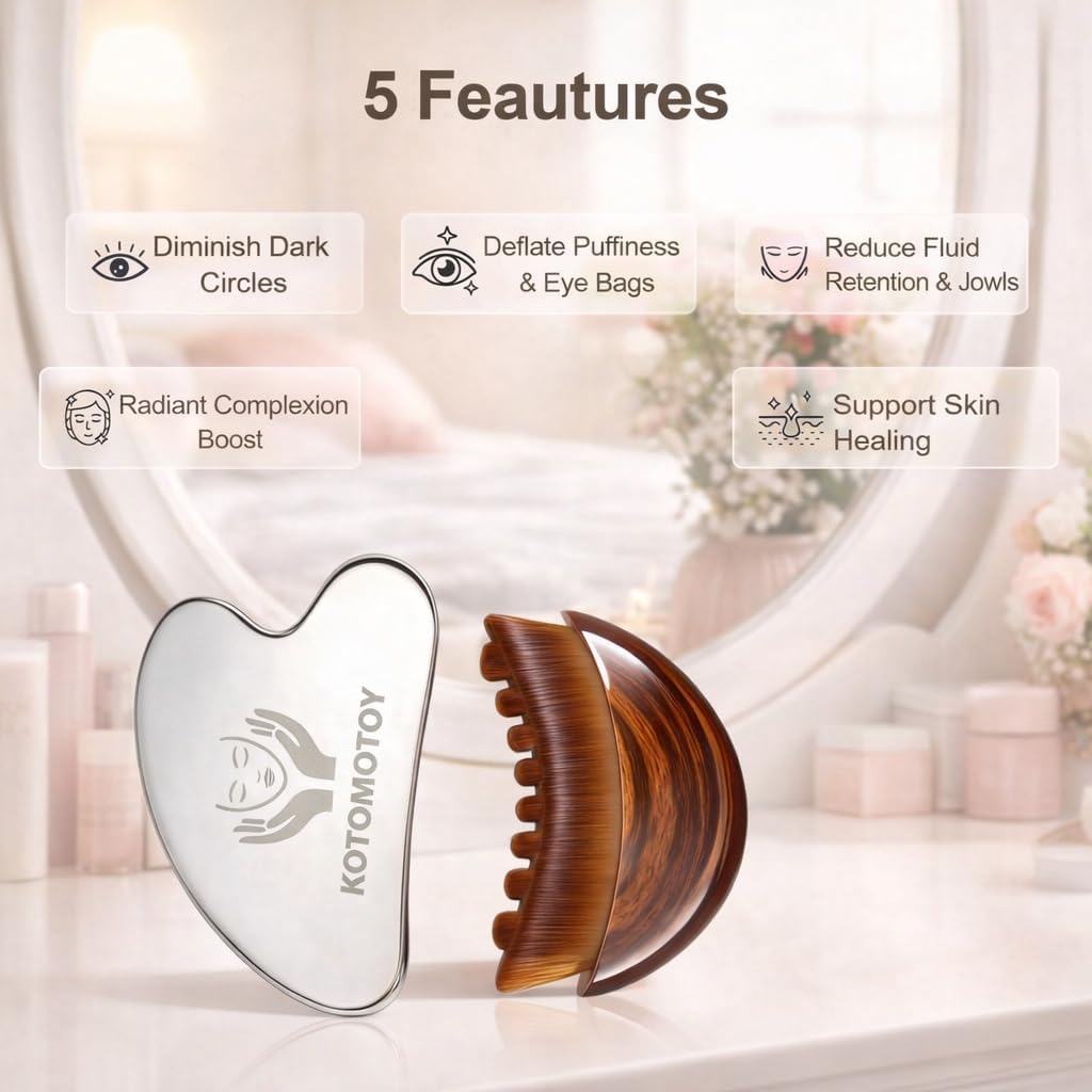 Skiennix Lymphatic Drainage Face Brush - Sculpting Gua Sha Tool for Anti-Puffiness & Skin Glow