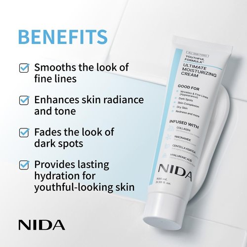 NIDA Youthful Glass Skin Bundle - Moisturizing Cream & Hydrating Renewal Serums | Complete Set for Radiant Skin